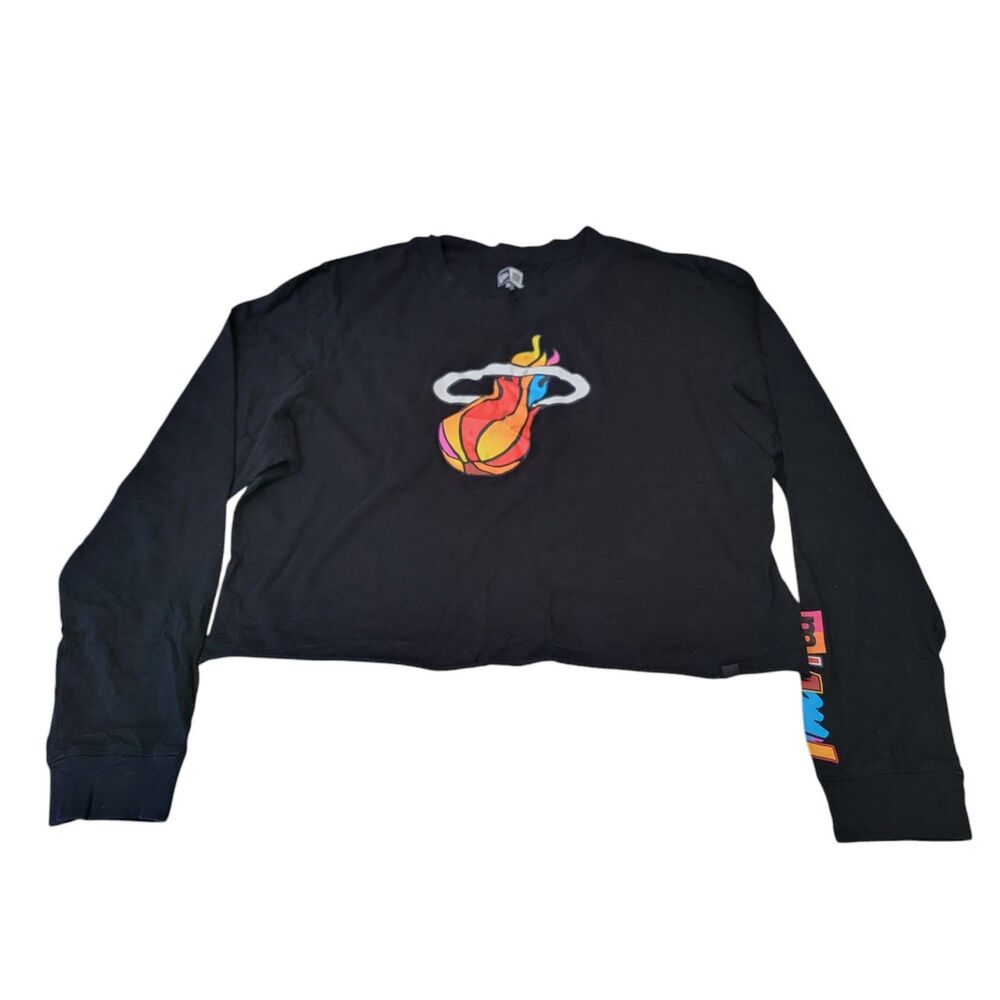 New Era Miami Heat Women Black Long Sleeve Shirt Size XL